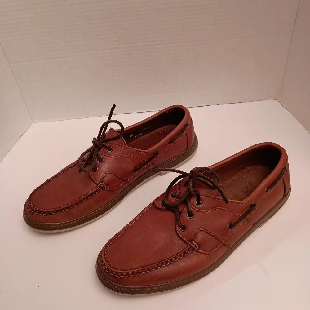 Allen Edmonds Eastport Boat Shoes Mens 10D Brown Leather 3Eye Casual Deck Preppy